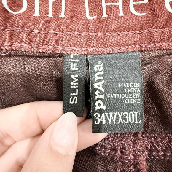 Prana Men’s Slim Fit Burgundy Jeans Pants Size 34x30 24747 - Picture 5 of 6